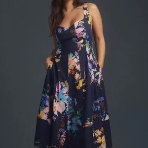 Anthropologie Seamed Sweetheart Midi Dress